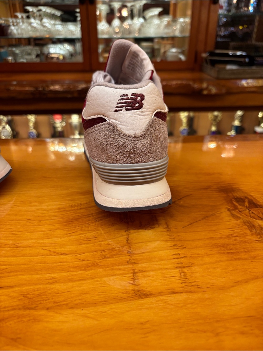 Men’s New Balance Burgundy & Gray 574 Running Sneakers - Picture 6 of 10
